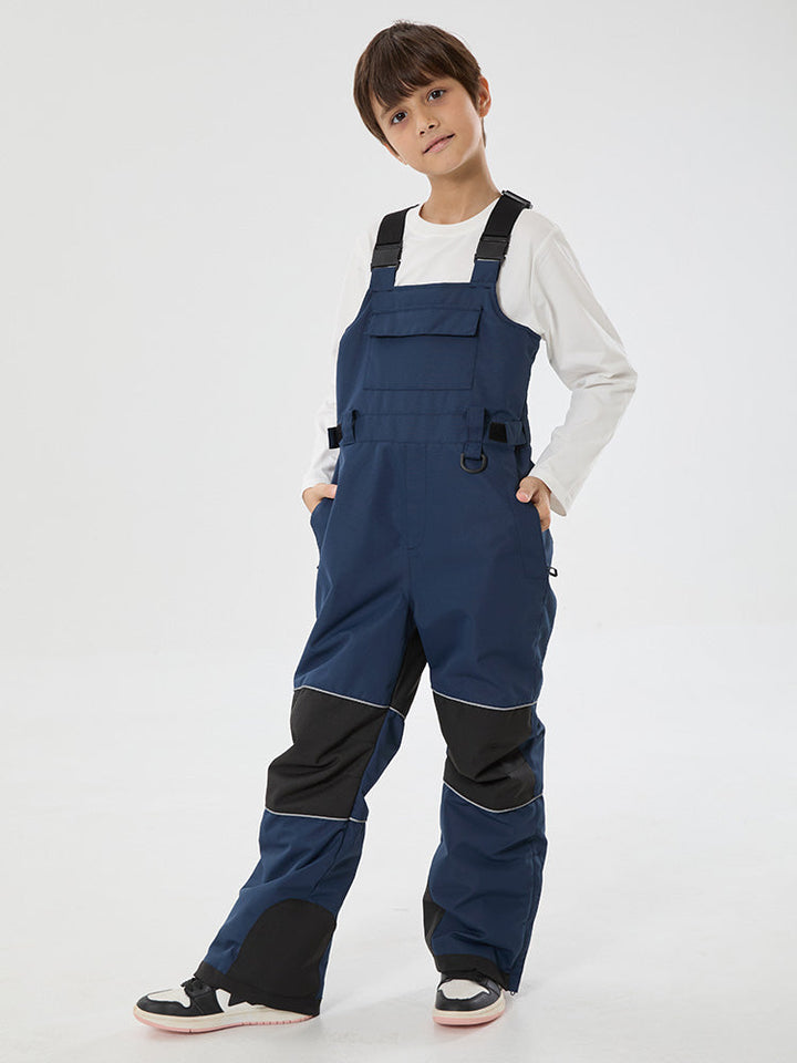 Boys Mountain Trek Light Reflective Knee Guard Waterproof Insulated Snow Bib Pants