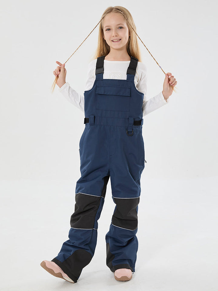 Girls Mountain Trek Light Reflective Knee Guard Waterproof Insulated Snow Bib Pants