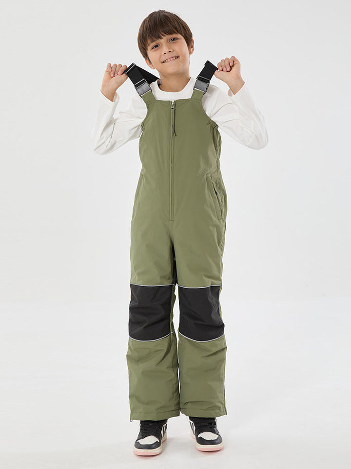 Boys Winter Trek Light Reflective Knee Guard Waterproof Insulated Snow Bib Pants