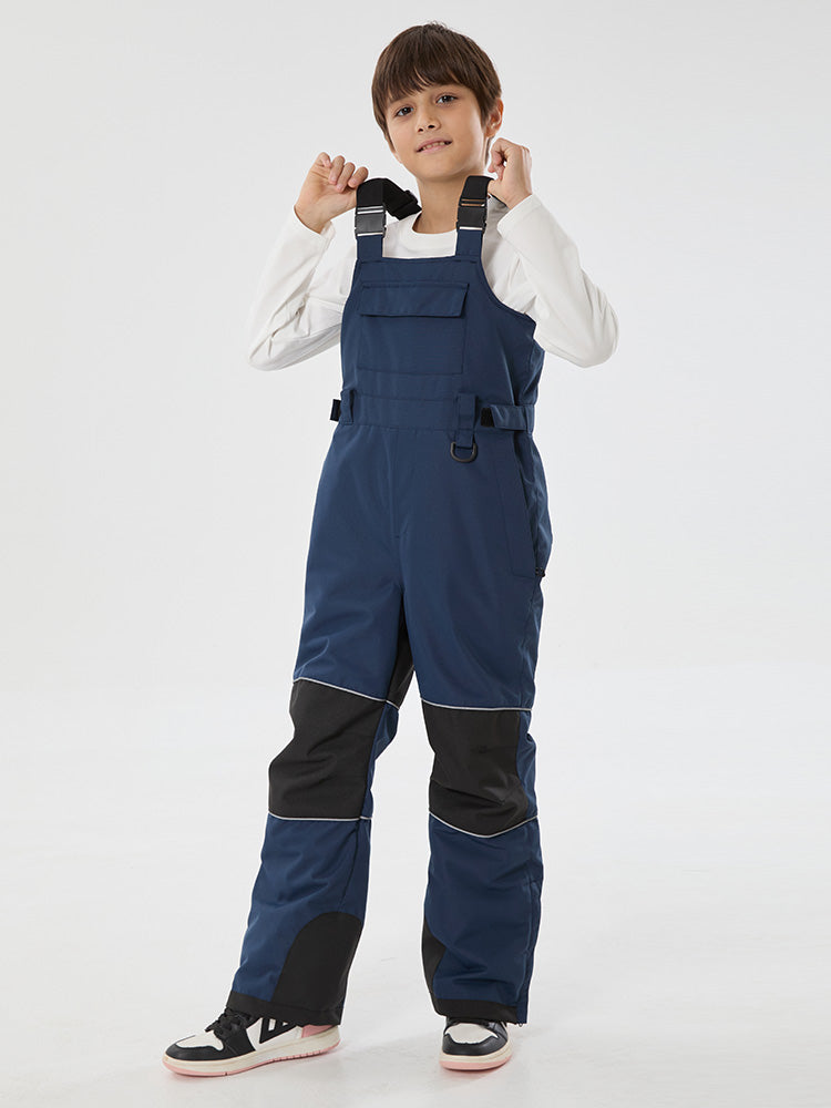 Boys Mountain Trek Light Reflective Knee Guard Waterproof Insulated Snow Bib Pants