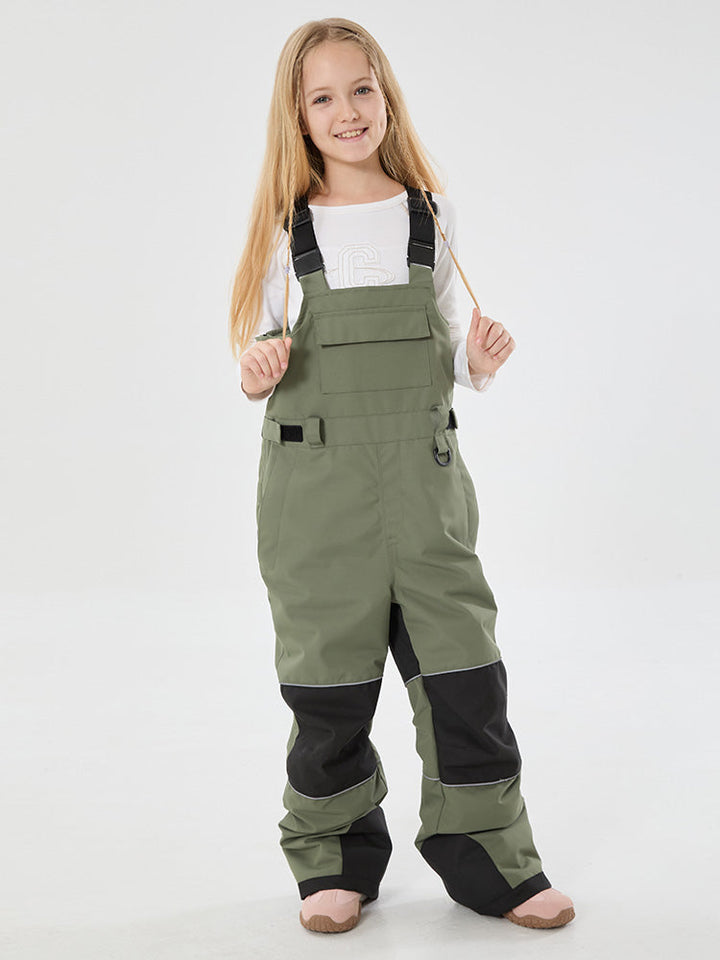 Girls Mountain Trek Light Reflective Knee Guard Waterproof Insulated Snow Bib Pants