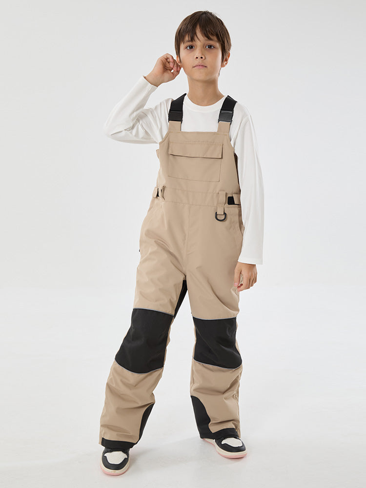 Boys Mountain Trek Light Reflective Knee Guard Waterproof Insulated Snow Bib Pants