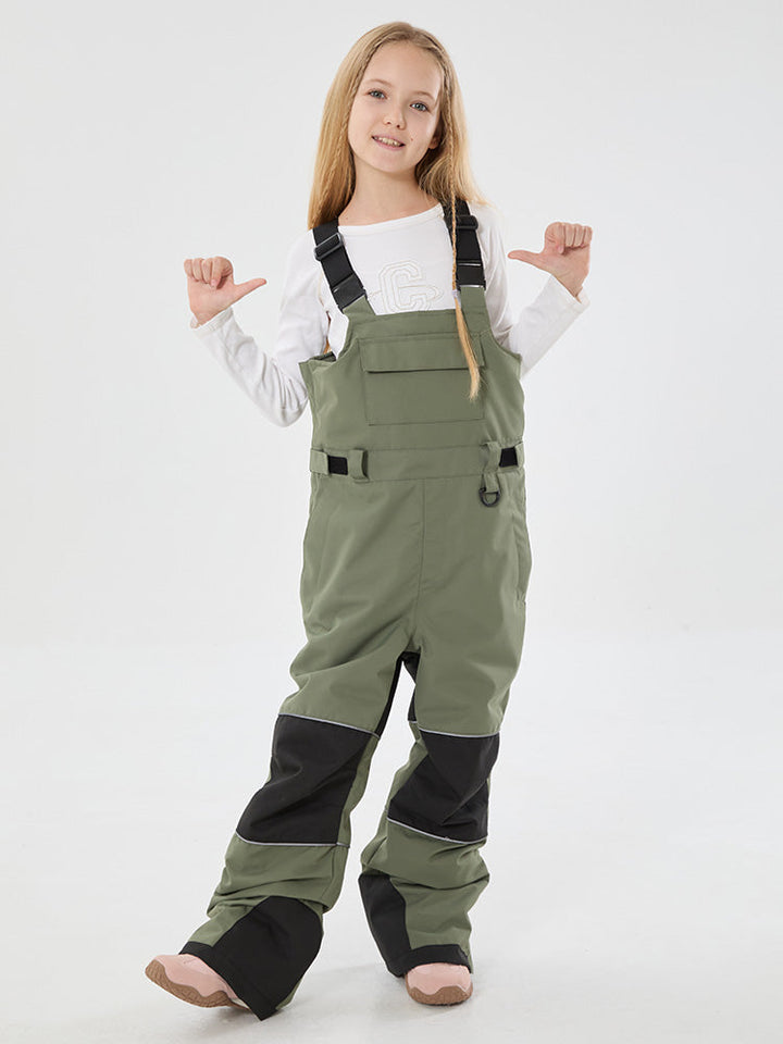 Girls Mountain Trek Light Reflective Knee Guard Waterproof Insulated Snow Bib Pants
