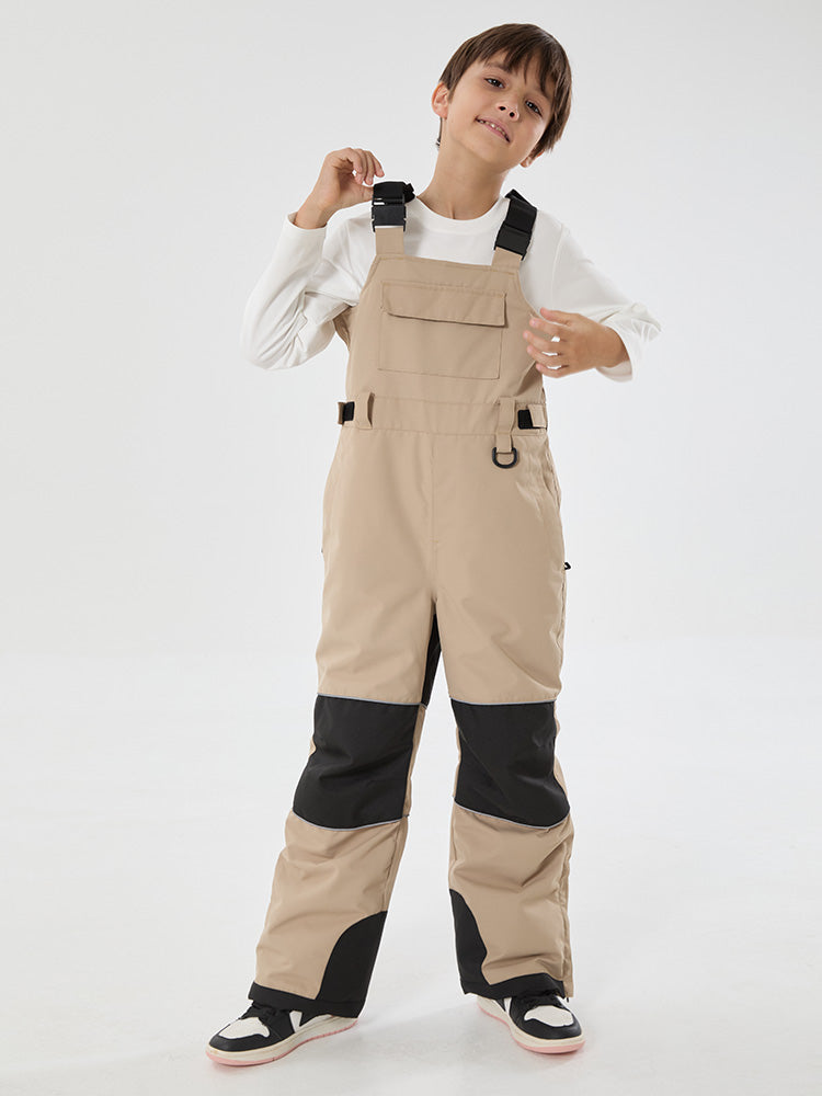 Boys Mountain Trek Light Reflective Knee Guard Waterproof Insulated Snow Bib Pants