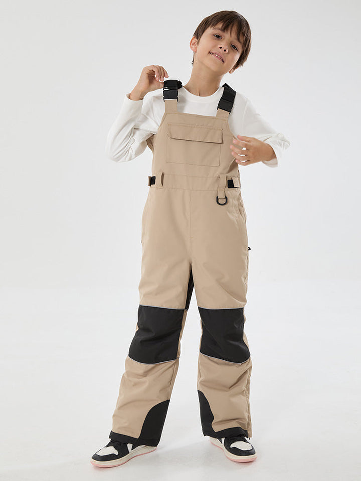 Boys Mountain Trek Light Reflective Knee Guard Waterproof Insulated Snow Bib Pants