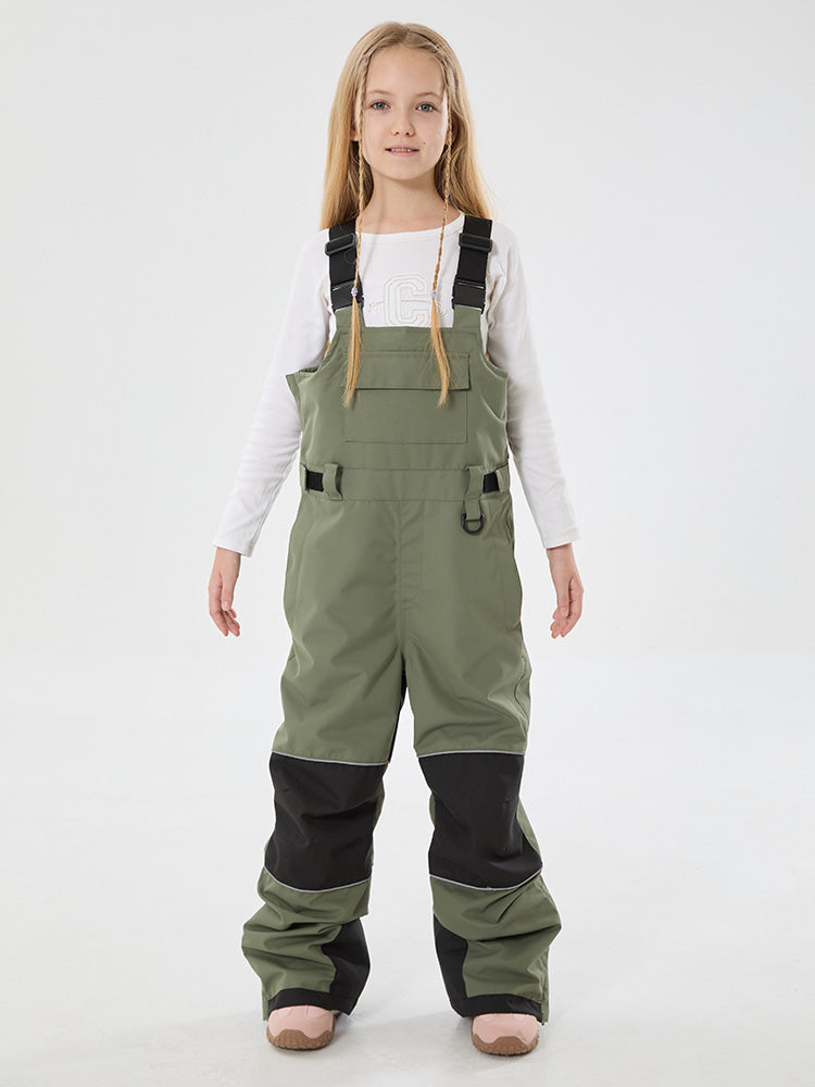 Girls Mountain Trek Light Reflective Knee Guard Waterproof Insulated Snow Bib Pants