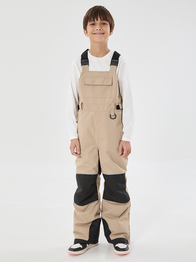 Boys Mountain Trek Light Reflective Knee Guard Waterproof Insulated Snow Bib Pants