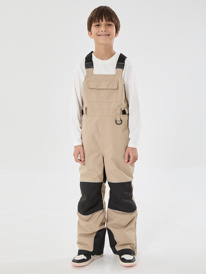 Boys Mountain Trek Light Reflective Knee Guard Waterproof Insulated Snow Bib Pants