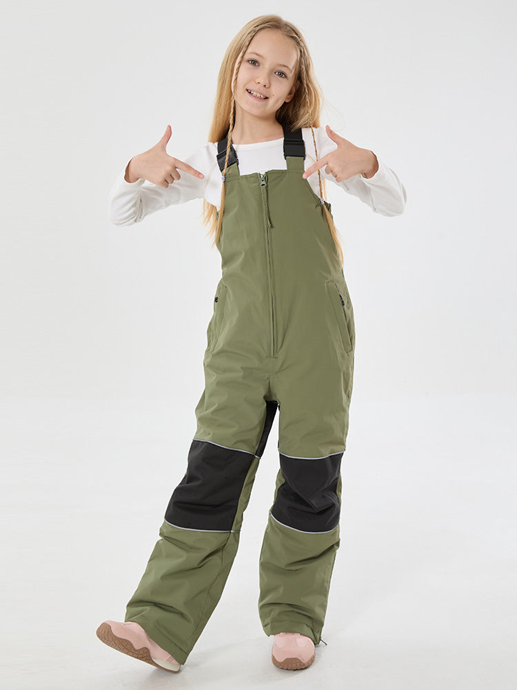 Girls Winter Trek Light Reflective Knee Guard Waterproof Insulated Snow Bib Pants
