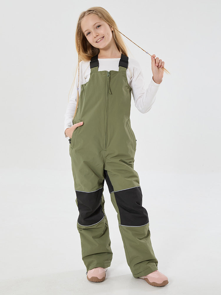 Girls Winter Trek Light Reflective Knee Guard Waterproof Insulated Snow Bib Pants
