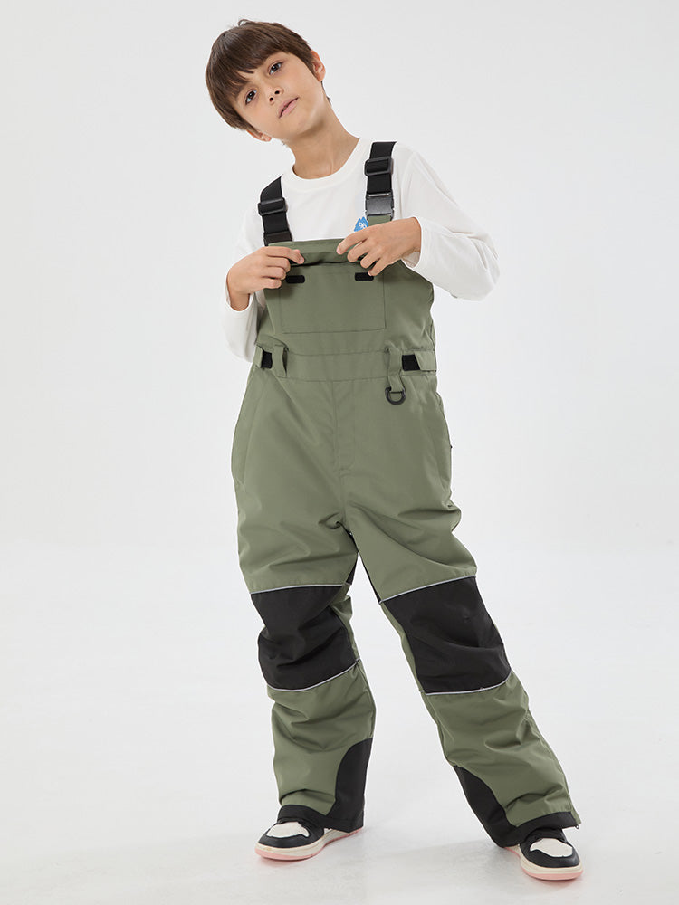 Boys Mountain Trek Light Reflective Knee Guard Waterproof Insulated Snow Bib Pants
