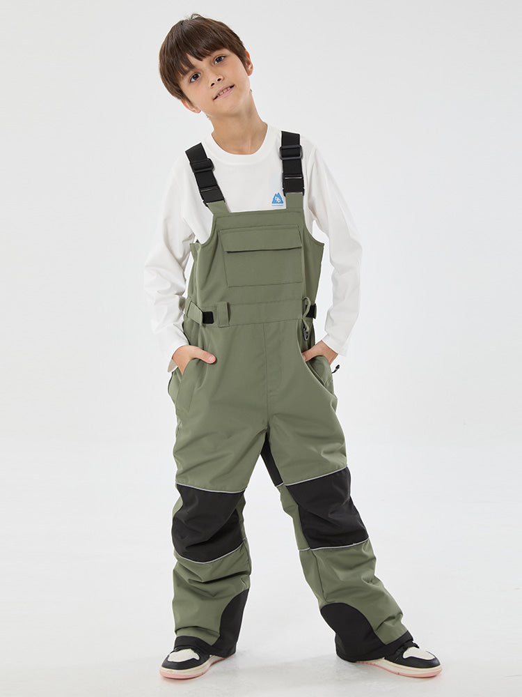 Boys Mountain Trek Light Reflective Knee Guard Waterproof Insulated Snow Bib Pants