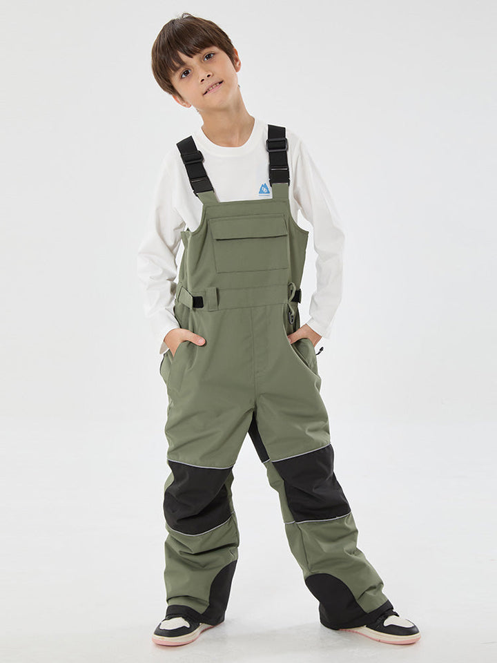 Boys Mountain Trek Light Reflective Knee Guard Waterproof Insulated Snow Bib Pants