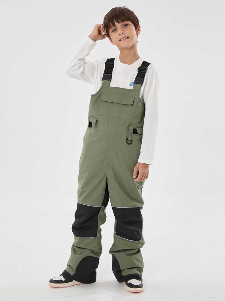 Boys Mountain Trek Light Reflective Knee Guard Waterproof Insulated Snow Bib Pants