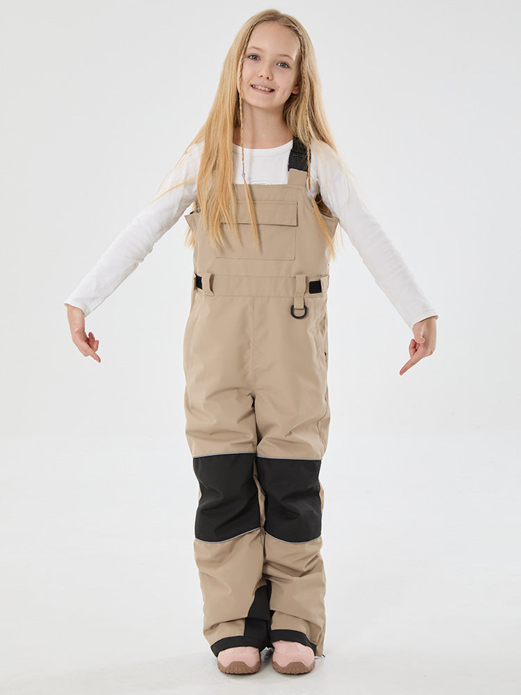 Girls Mountain Trek Light Reflective Knee Guard Waterproof Insulated Snow Bib Pants