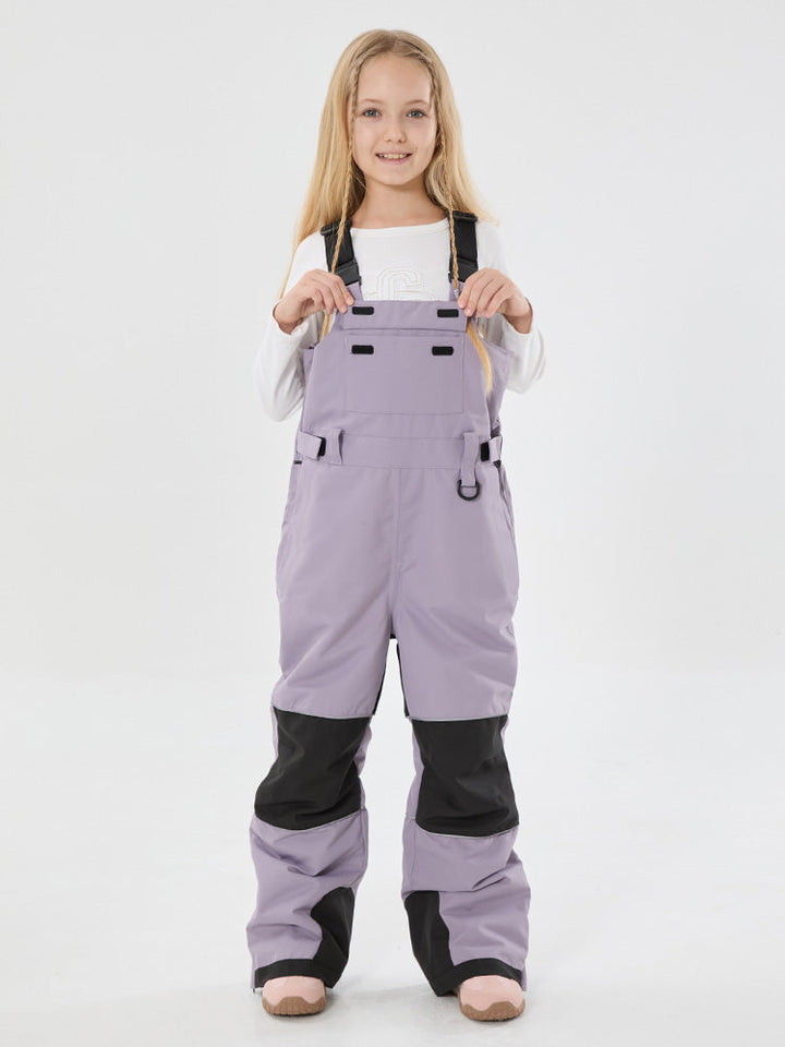 Girls Mountain Trek Light Reflective Knee Guard Waterproof Insulated Snow Bib Pants