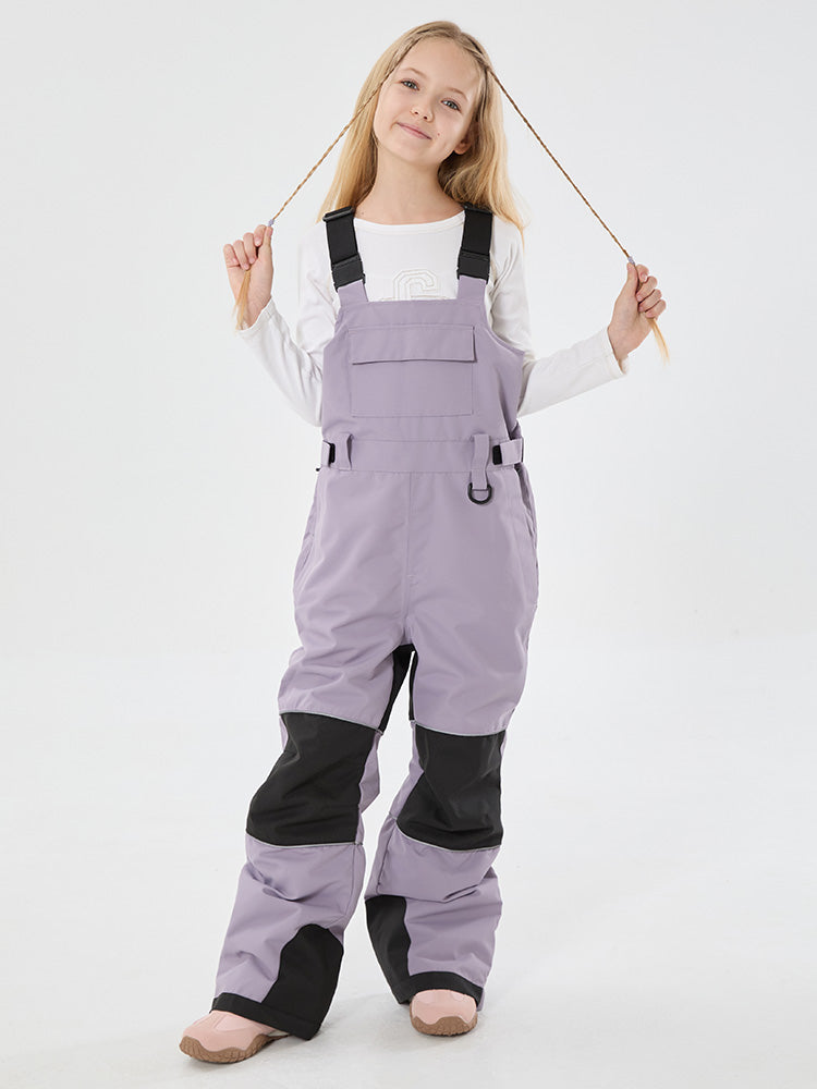 Girls Mountain Trek Light Reflective Knee Guard Waterproof Insulated Snow Bib Pants