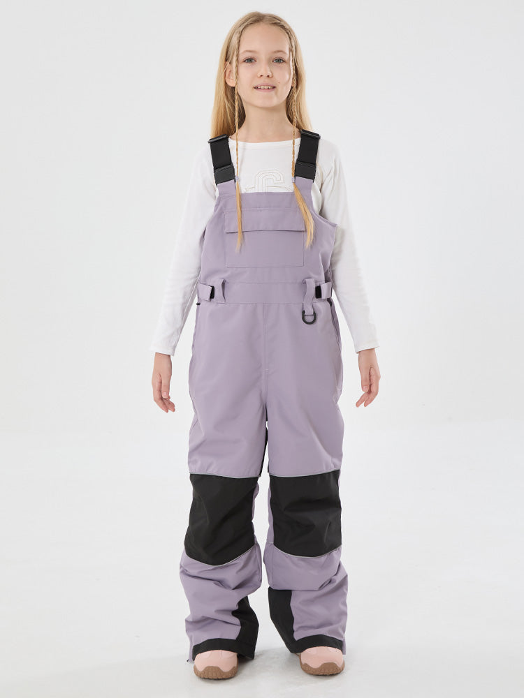Girls Mountain Trek Light Reflective Knee Guard Waterproof Insulated Snow Bib Pants